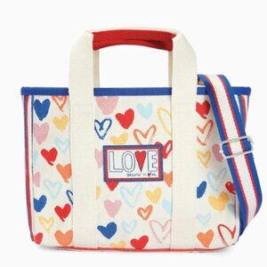 NWT Brighton Red, White And You Mini Tote with Shoulder Strap Tan Multi